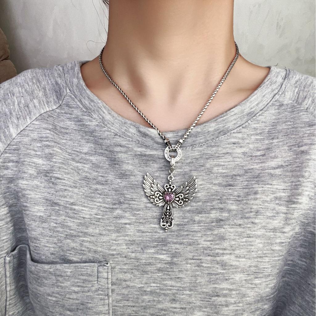 Neck Chain, Angel Cross Necklace, Delicate and Niche Women's Collarbone Chain, Light Luxury Fashion Sweater Chain Accessories