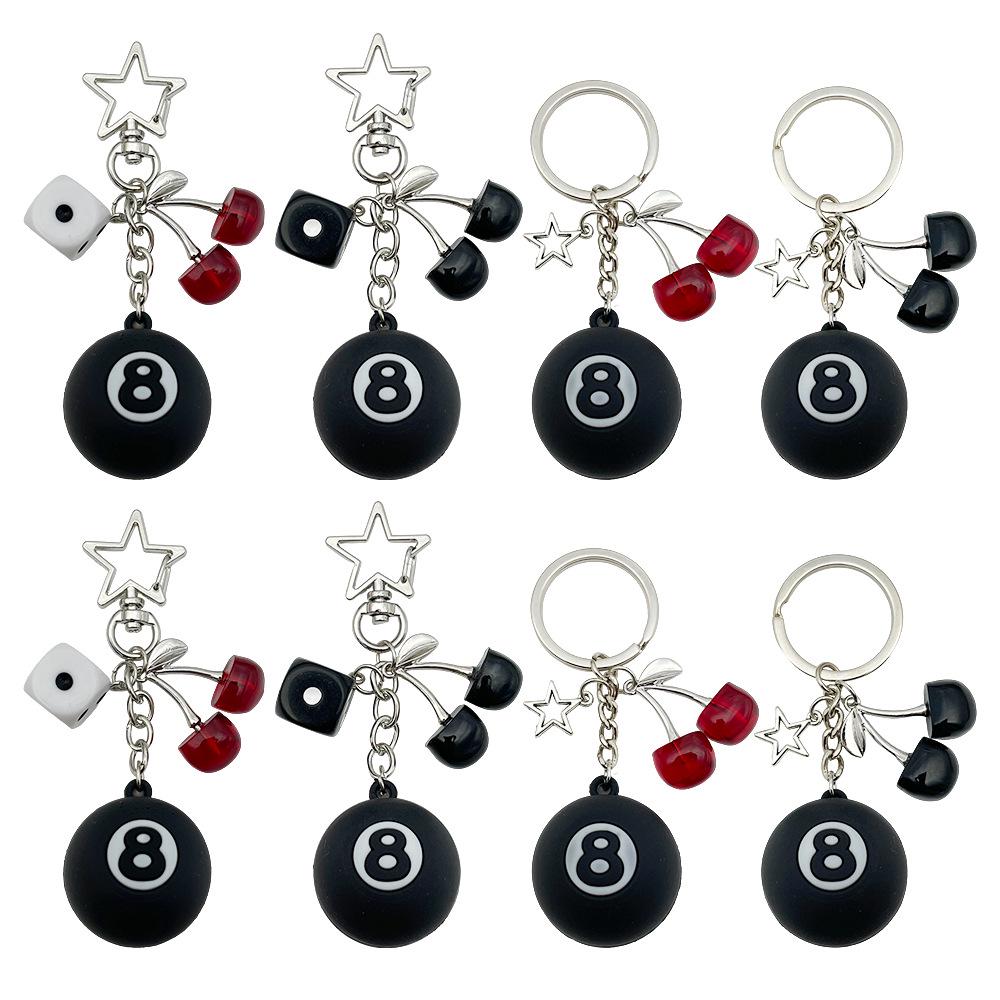 Mini Realistic Cherry Black 8-Ball Pool Table Keychain Pendant
