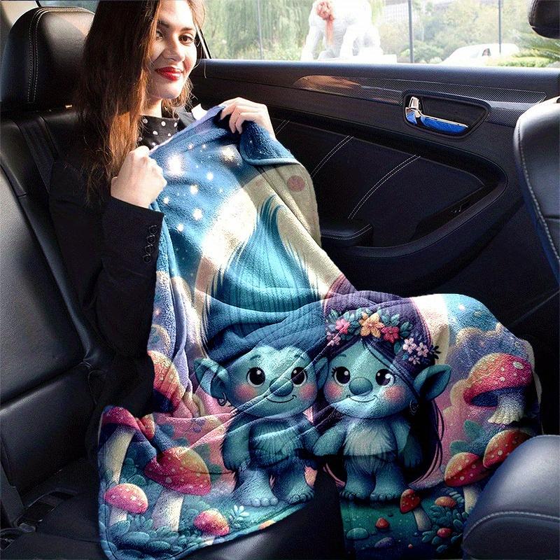 1pc Mushroom Printing Lightweight Flannel Blanket, Comfortable and Warm Blanket, for Camping Sofa Bed and Couch Office, in All Seasons
