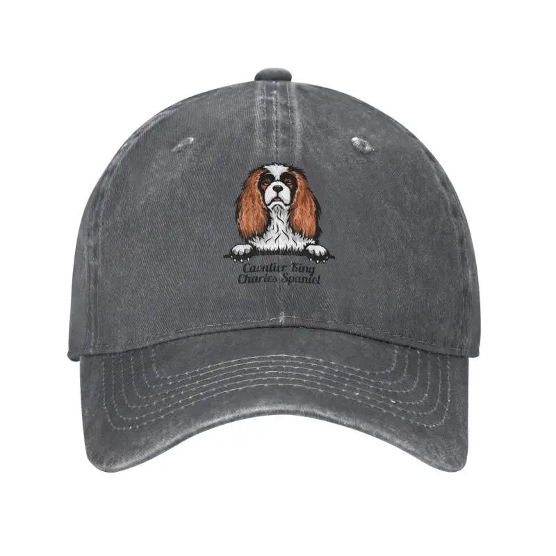 Multi Functional Fashionable Unisex HatPersonalized Cotton Peeking Dog Cavalier King Charles Spaniel Baseball Cap For Men Women