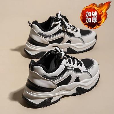 Dad Shoes Damen 2025 Neu Winter Winter Warm Baumwollschuhe mit Samt für Damen Sport Dicke Sohle Freizeit Damenschuhe