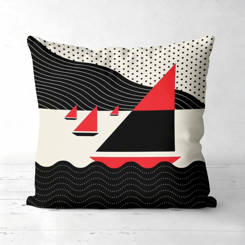 Modern Geometric Pattern Red Black White Throw Pillows Polyester pillowcase, sofa decorative cushion cov Headboard Pillow