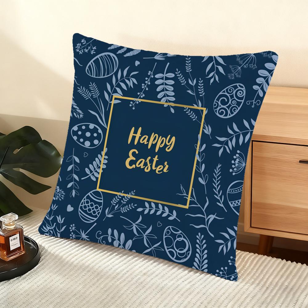 Happy Easter Cushion Cover Soft Short Plush Pillow Cover Smooth Cozy Texture Aesthetic Cushion Case Home Decor