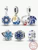 925 Silver Blue Series Moon Starry Sky Charms Beads Fit Bracelet Bangle High Quality DIY Jewelry