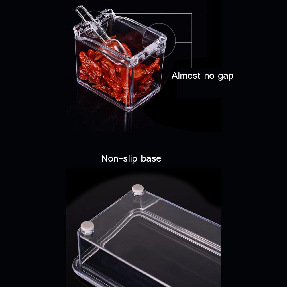 Four In One Waterproof and Moisture Proof Clear Seasoning Storage Container with Spoons