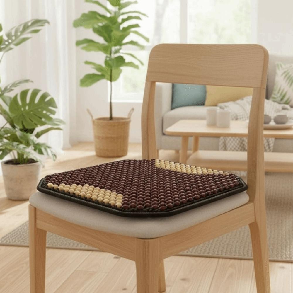 Non-slip Base Summer Wooden Beads Seat Cushion Breathable Seat Cover  Office Chair