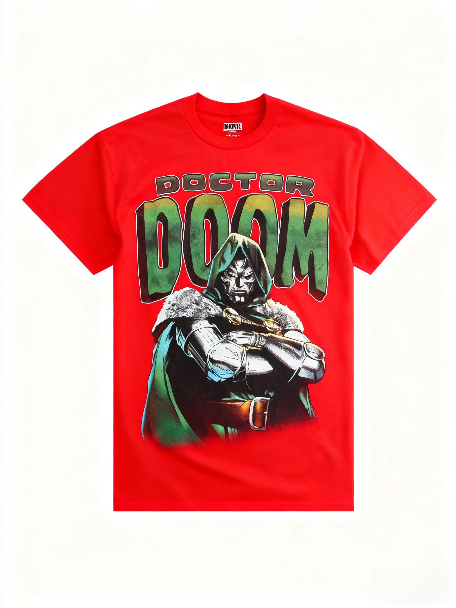 

Genuine 2026 New Fantastic Four Dr. Doom Comic Print Plus Size Men s Short Sleeve Relaxed Crew Neck T-Shirt 2XL