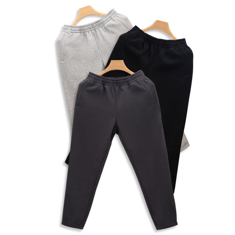 New Zipper Bag Fleece Sweatpants for Men and Women, Loose Foot-tied Cotton In Autumn and Winter, Casual Thickened Thermal Sweatpants