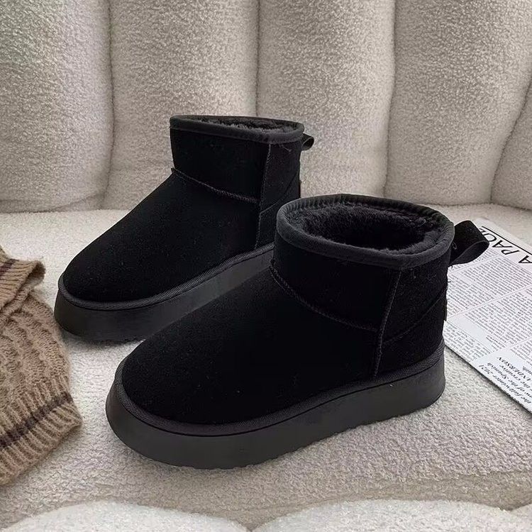 Snow boots winter velvet thickened Zhou Dongyu integrated with fur short tube thick sole heightening cotton boots
