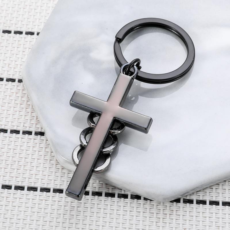 Guardian Cross Keychain Three Ring Laser Design Hip Hop Fashion Style Practical Personality Bag Charm