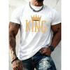 European Sizes Rew Neck T-Shirt with Crown Design - Soft Breathable Medium-Elastic Fabric Suitable for Casual, Sports