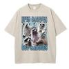 Hip Hop T Shirt Vintage Washed Cotton T-Shirt Bear Animals Graphic Tee Casual Streetwear for Spring Summer Fall