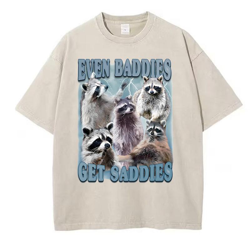 Hip Hop T Shirt Vintage Washed Cotton T-Shirt Bear Animals Graphic Tee Casual Streetwear for Spring Summer Fall