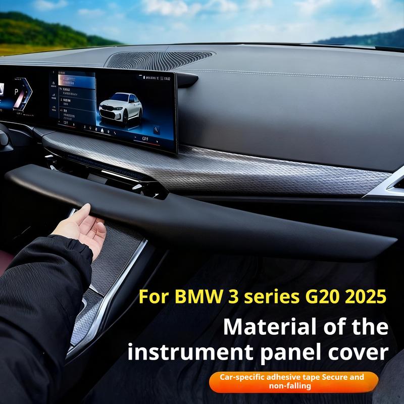 For BMW 3 Series G20 2025 black Leather material Car Interior Central Control Dashboard Panel Trim Cover Interior Accessories