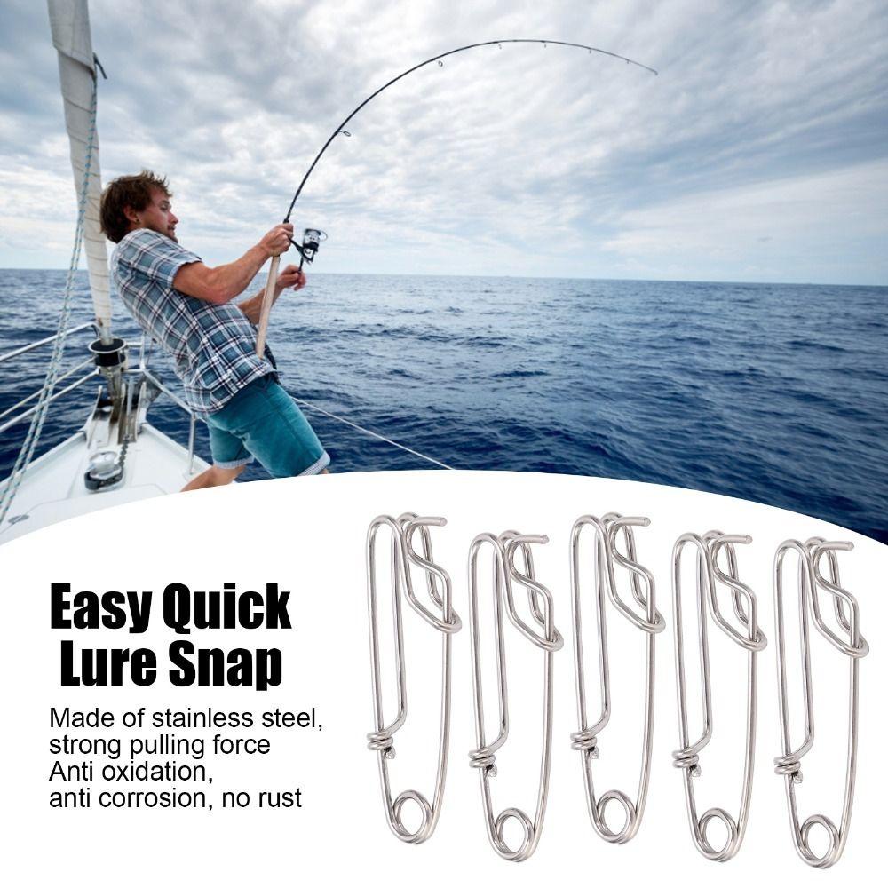 5PCS 5 Sizes Long Line Clips Easy On/Off Fishing Connectors Durable Closed Eye Pin  Tuna Fishing