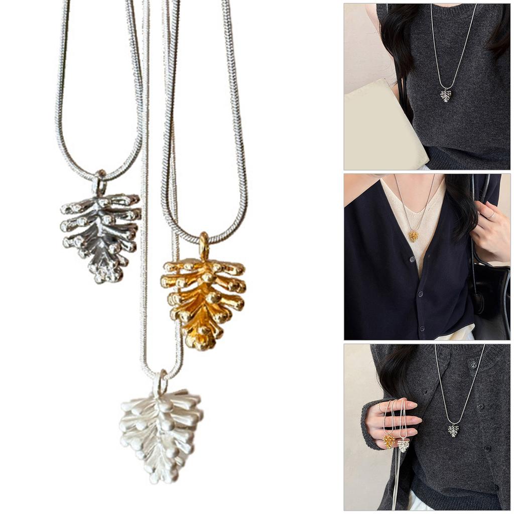 Silver Pine Cone Necklace for Women Adjustable Chain for Birthdays Special Occasions Jewelry Present
