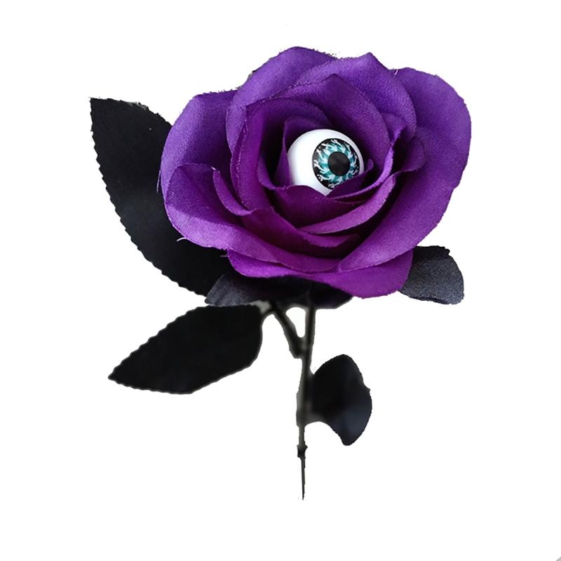 

Halloween Fake Silk Rose Bouquets for Halloween Parties Home Wedding Decor Flower Artificial Roses Flowers with Eyeballs