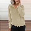 Women's Striped Knit Zip Cardigan: Autumn-Winter Loose Fit, Long Sleeve, Turn-Down Collar