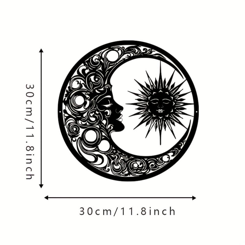 

Wrought Iron Sun Moon Wall Art, Handmade Metal Decor for Living Room Bedroom Garden Gate Fence 11.81''*11.81''