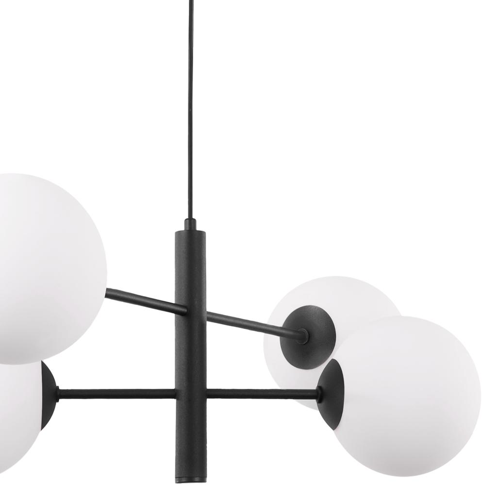 Vicenza Black Hanging Lamp 4-Flat White Lampshade E14