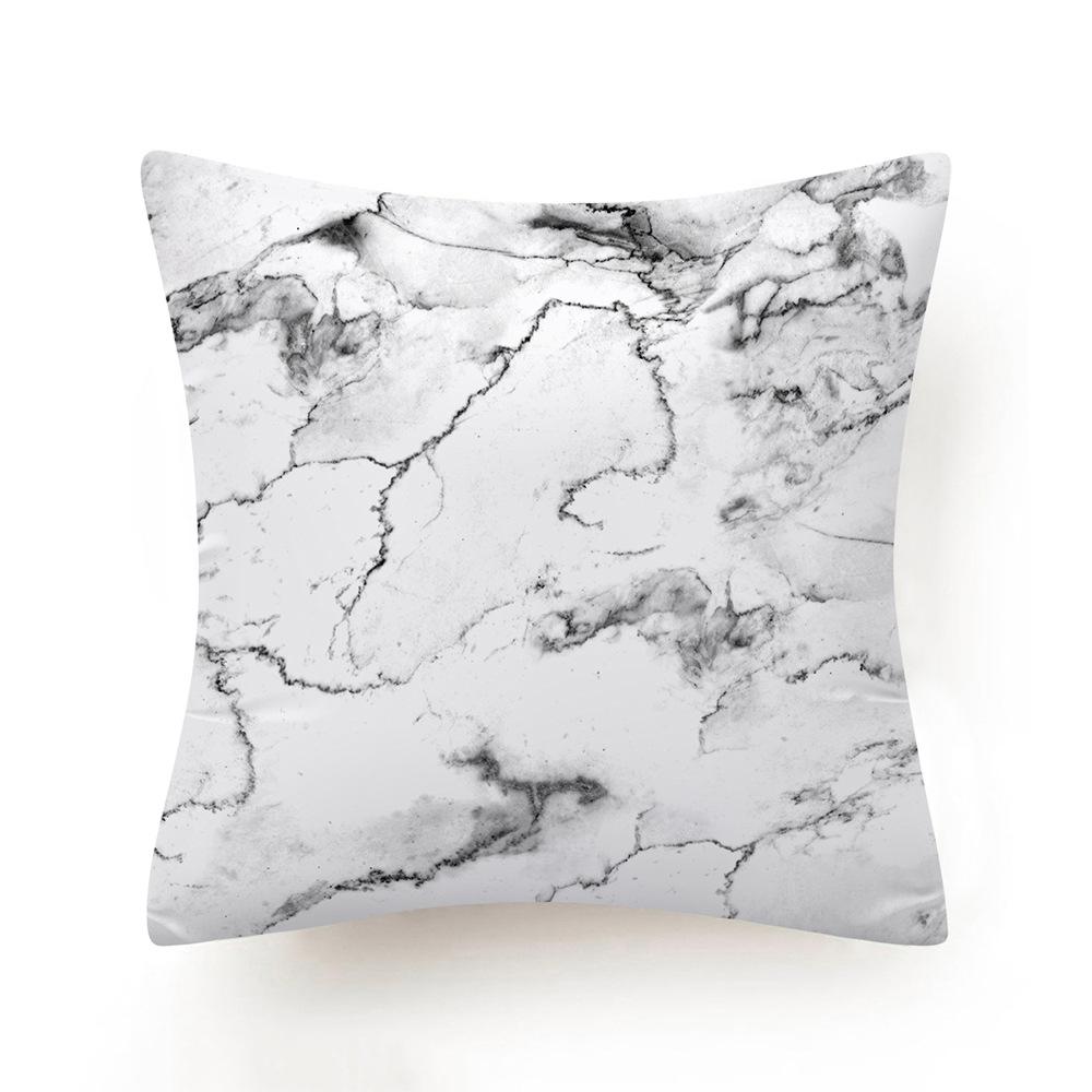 Nieuwe Zwart Witte Marmeren Textuur Kussensloop 30x50/40x40/45x45cm Ultrazacht Lendenkussenhoes Bank Zit Gooi Kussens Decor Huis Peach skin 18*18(CM)-1Pcs