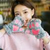 Jumaomao Plush Cat Paw Half-Finger Winter Gloves
