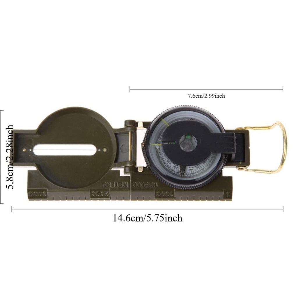 Army Green Lens Compass American Military Multifunction Mini Camping Climbing Outdoor Campass Tool