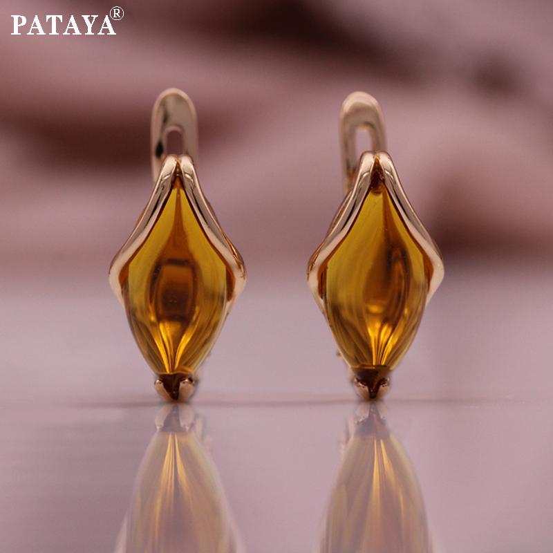 

PATAYA Unique 585 Rose Gold Color Horse s Eye Classical Earrings