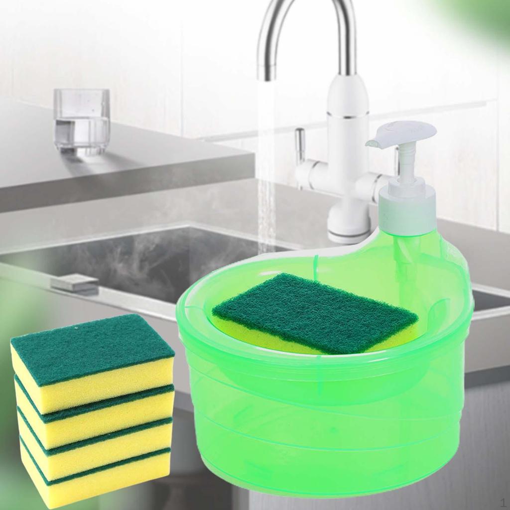 Convenient Soap Dispenser and Sponge Holder Set for Kitchen Bathroom
