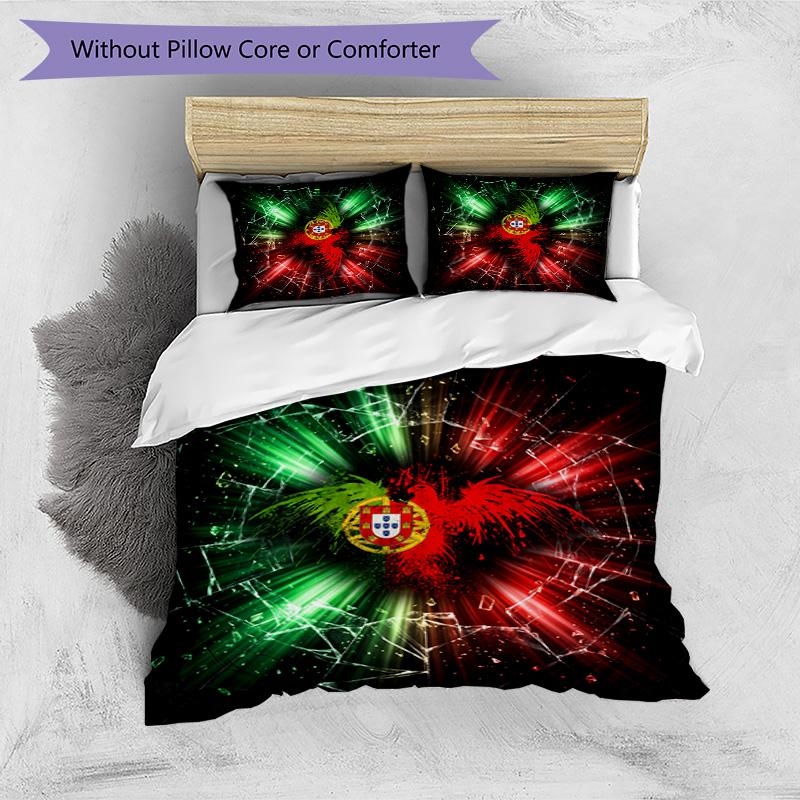 Set Biancheria da Letto Stampata Calcio Portogallo 3 Pezzi Set Copriletto Traspirante Accogliente come Regalo per la Casa Nuova o per le Feste