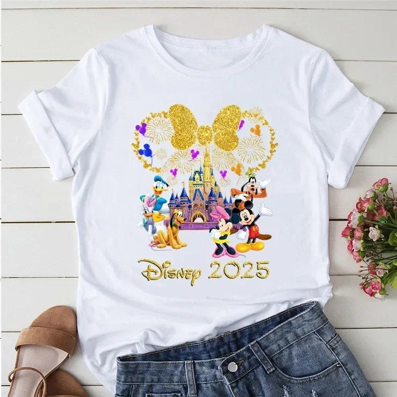 202526 Summer Fashion Mickey Tshirt Y2k Minnie Mouse Hat Printed 100 Cotton Printed Tshirt Womens Loose Disney Tshirt
