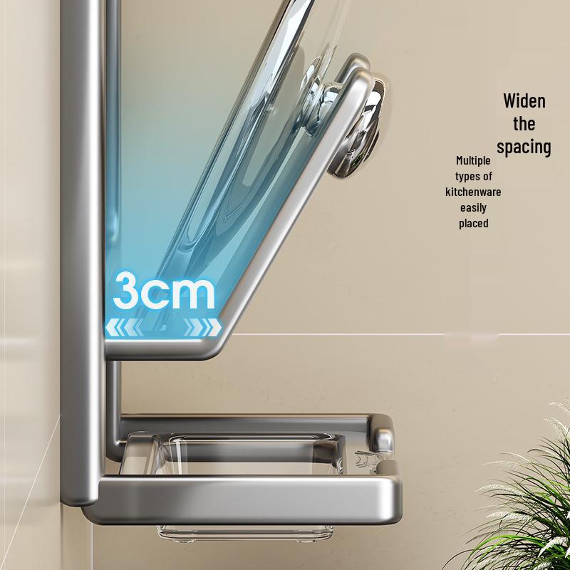 Wall-Mounted No-Drill Suction Cup Kitchen Rack for Pot Lids & Cutting Boards