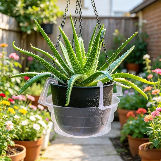 Yousheng Flower Pot Watering Tray, with Hooks Hanging Baskets, Ventilation Easy Installation Plant Tray, for Indoor Outdoor Hanging