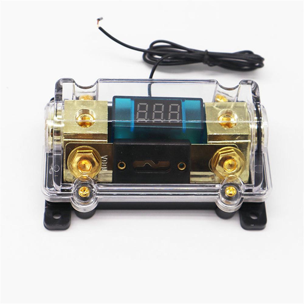 100A 2-Way Car AGU Audio Fuses Holder Distribution Block w/ Voltage LED Display