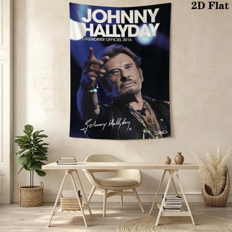 Johnny Hallyday Rock Legend Remembered Tapestry Background Cloth Fashion Print Christmas Gift Work Of Art Background Wall Hanging Cloth