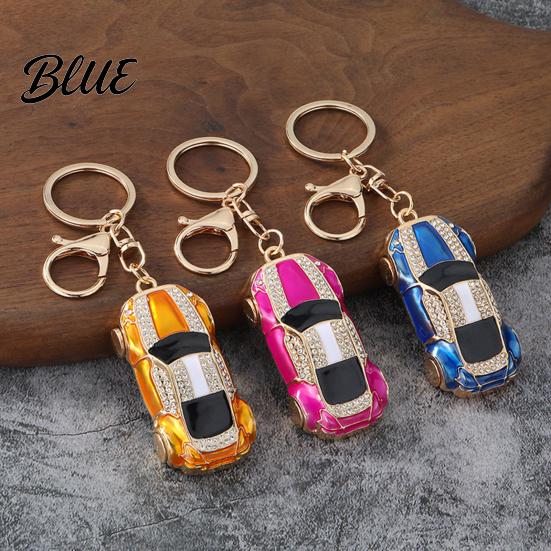 Gift for Car Enthusiasts Sports Keychain with Sparkling Rhinestones Durable Zinc Alloy Key Accessory Stylish Pendant Decorative Compact Ring