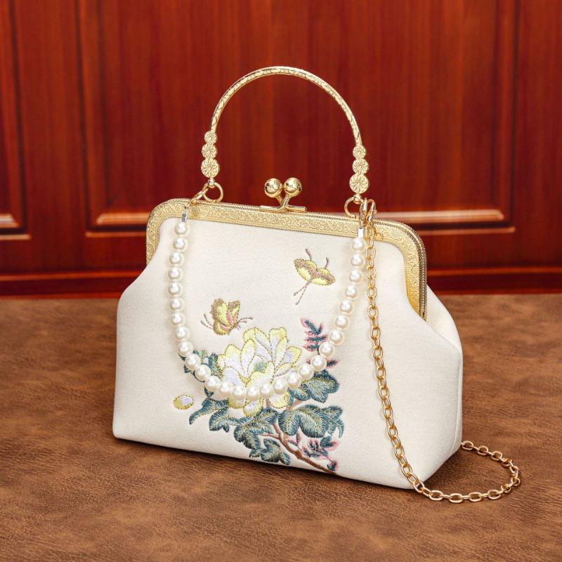 Damentasche High-End Leichter Luxus Bestickt Chinesische Cheongsam-Tasche Brokat Umhängetasche Literarische Kette Damentasche