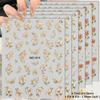 3 To 15 Sheets 5D Embossed Gold Outline Flower Nail Stickers Rose Daisy Spring Blossom Self-Adhesive Floral Decals