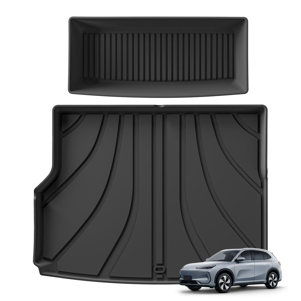 LUCKEASY Right Drive for Geely EX5 2025 2026 (Not Fit UK Version) Car Floor Mats Cargo Liner Trunk Pad TPE Waterproof Black