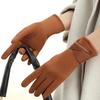 Women's Sueded Gloves with Fleece Lining for Warmth and Stylish Fashionable Bowknot Cuffs Hand Gloves for Daily Use