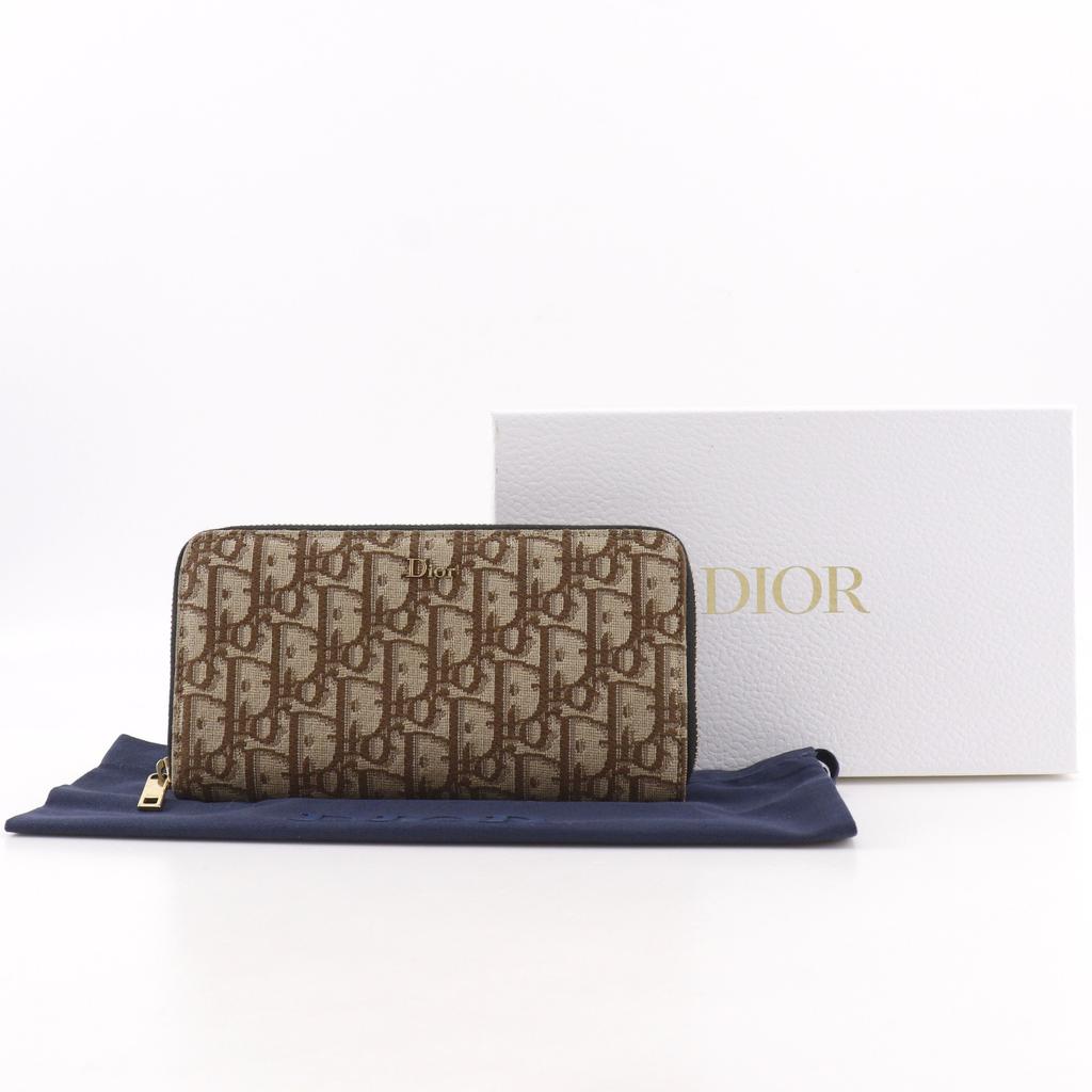 Dior Zip Around Purse 43BO.1215 Oblique Brown Canvas Women Used