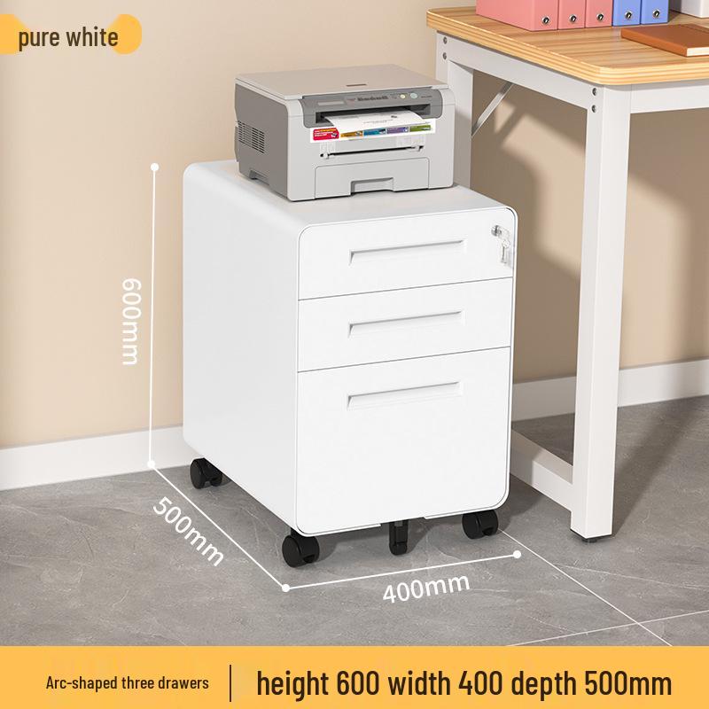 Mobile Filing Cabinet with Three Lockable Drawers for Under Desk Office Storage