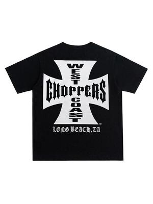 Unisex's Letter & Cross Print Round Neck T-Shirt