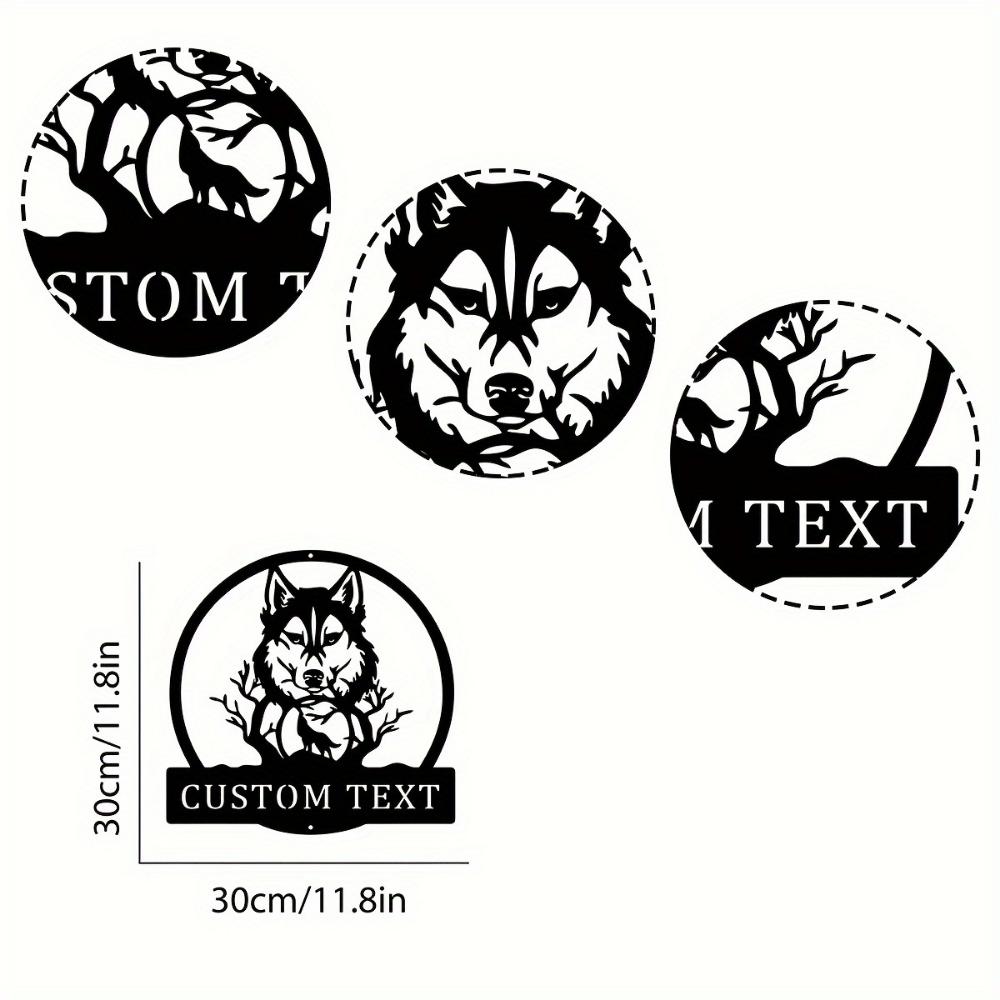 Vintage Wolf Metal Wall Art, Monogram Decor for Living Room Office Outdoor