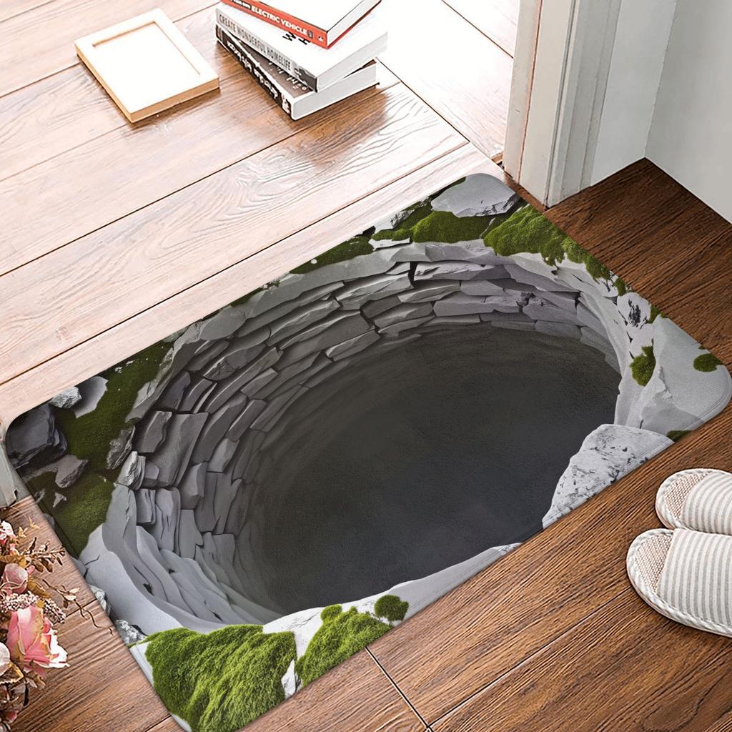 3D Visual Illusion Deep Pit Trap Front Floor Door Entrance Mat Indoor  Kitchen Bath Doormat Bedroom Carpet Rug