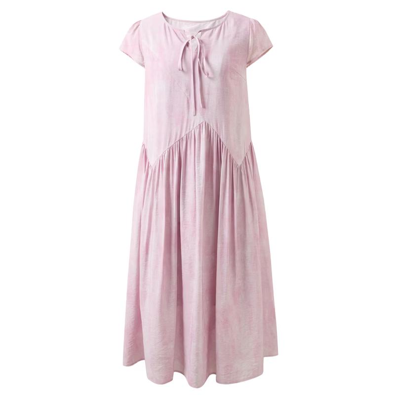 

Sancai 2026 Spring Resort Style Pleated A-Line Maxi Dress M