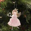 Angel Christmas Ornaments Glittering Fairy Tree Decor Pendant Small Fairy Doll With Lace Dress Party Decorating Supplies Holiday