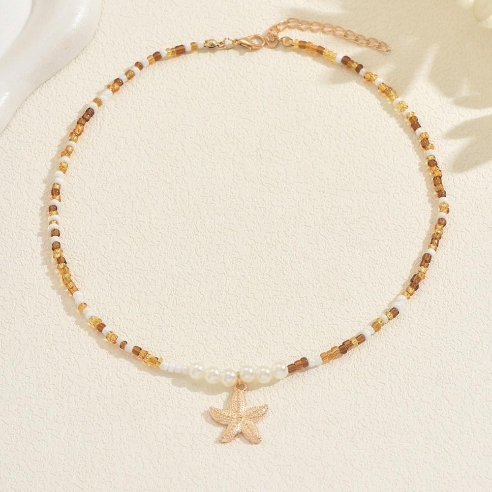 Metal Charm Choker Boho Clavicle Chain Exquisite Starfish shells Necklace