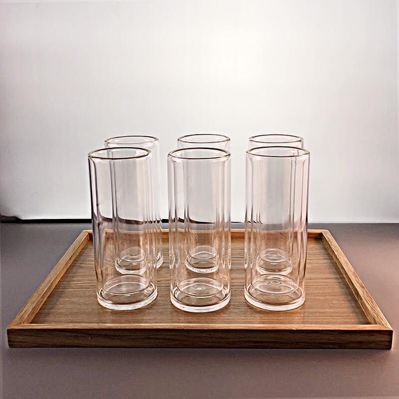 Handun Double Wall Glass Tumbler Set with Tea Tray