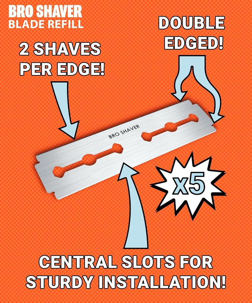 BroShaver 3.0, DIY Back & Body Hair Trimmer - Wet or Dry Shave for Men. Split Handle Razor with Ergonomic Grip